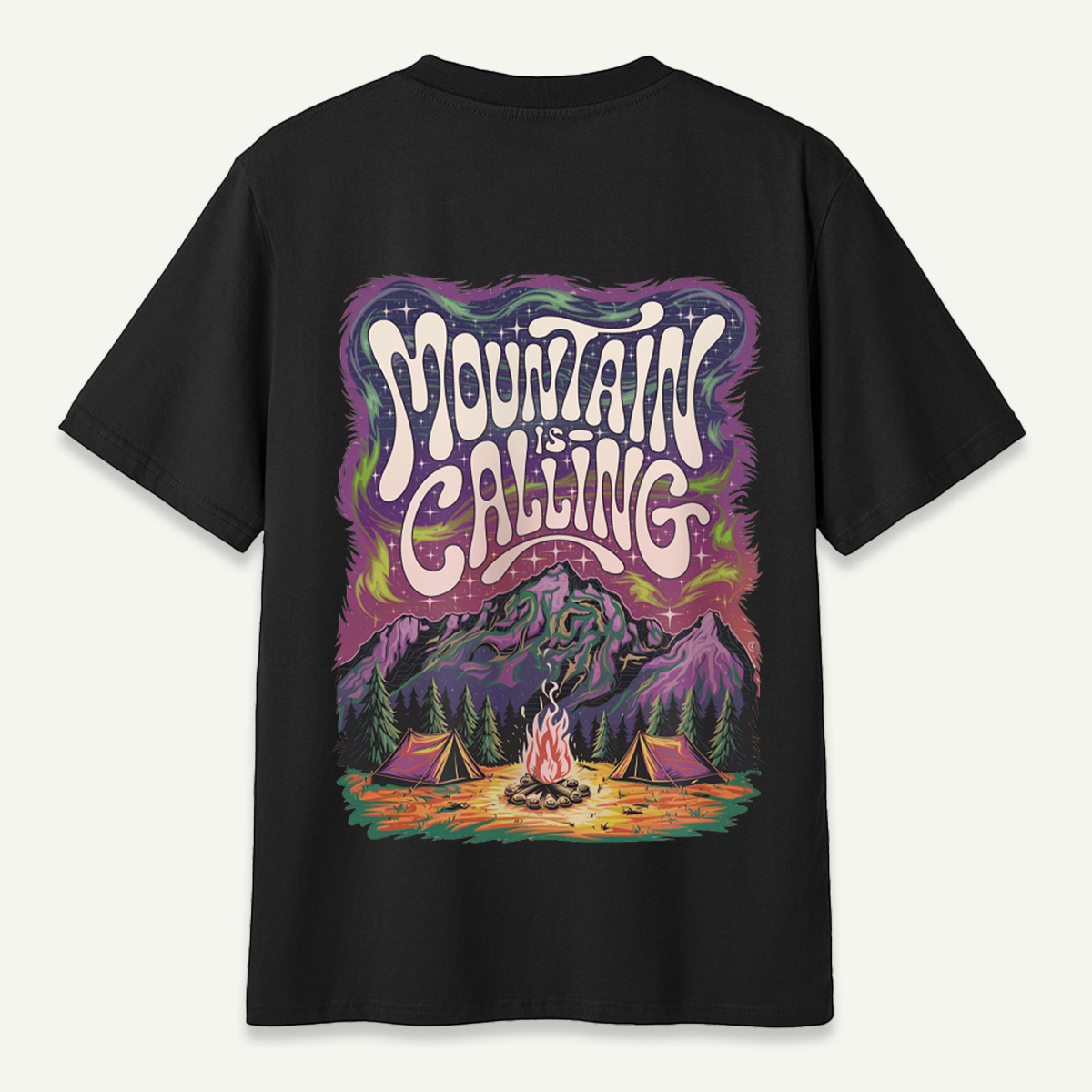 Mountain Is Calling Psychedelic Camping Night T-Shirt