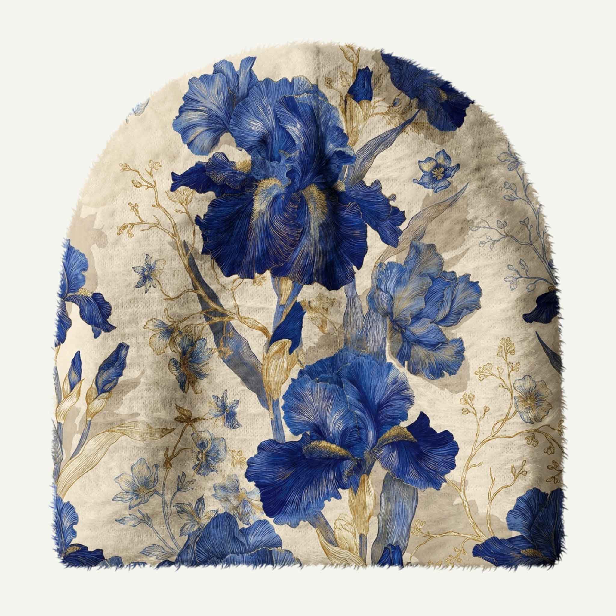 Blue Iris Botanical Plush Knit Hat