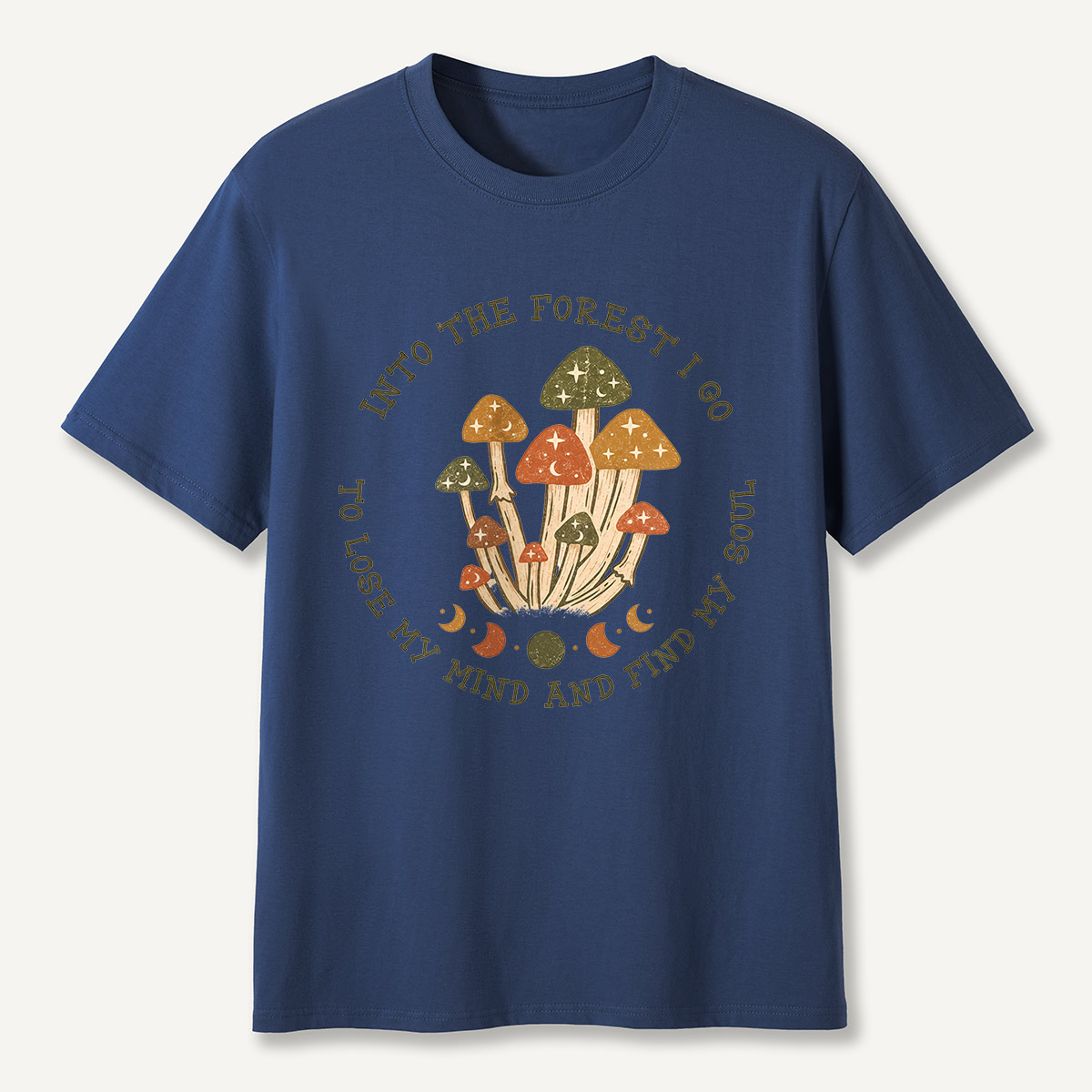 Into the Forest I Go Mushroom Moon Phases T-Shirt