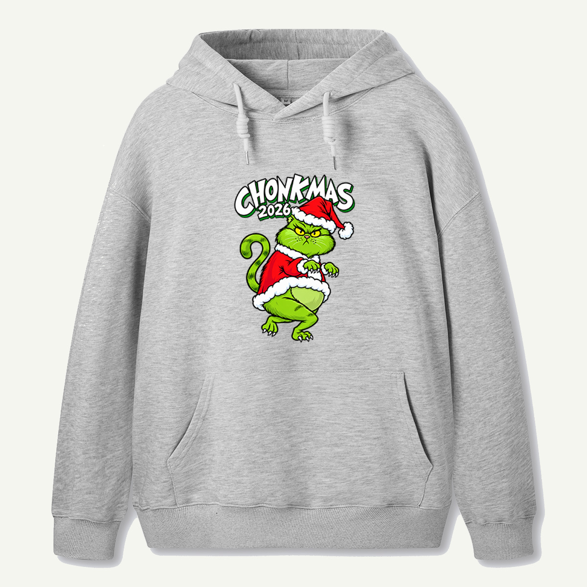 Chonkmas 2026 Chubby Green Christmas Creature In Santa Outfit Hoodie
