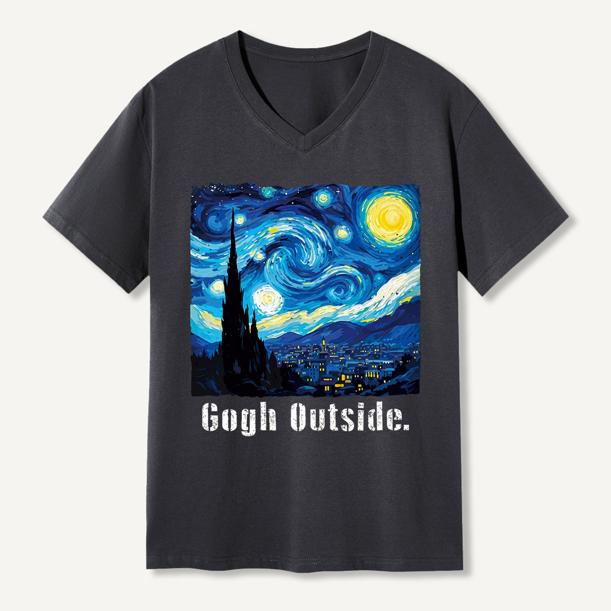 Swirl Night Sky Gogh Outside V-neck T-Shirt