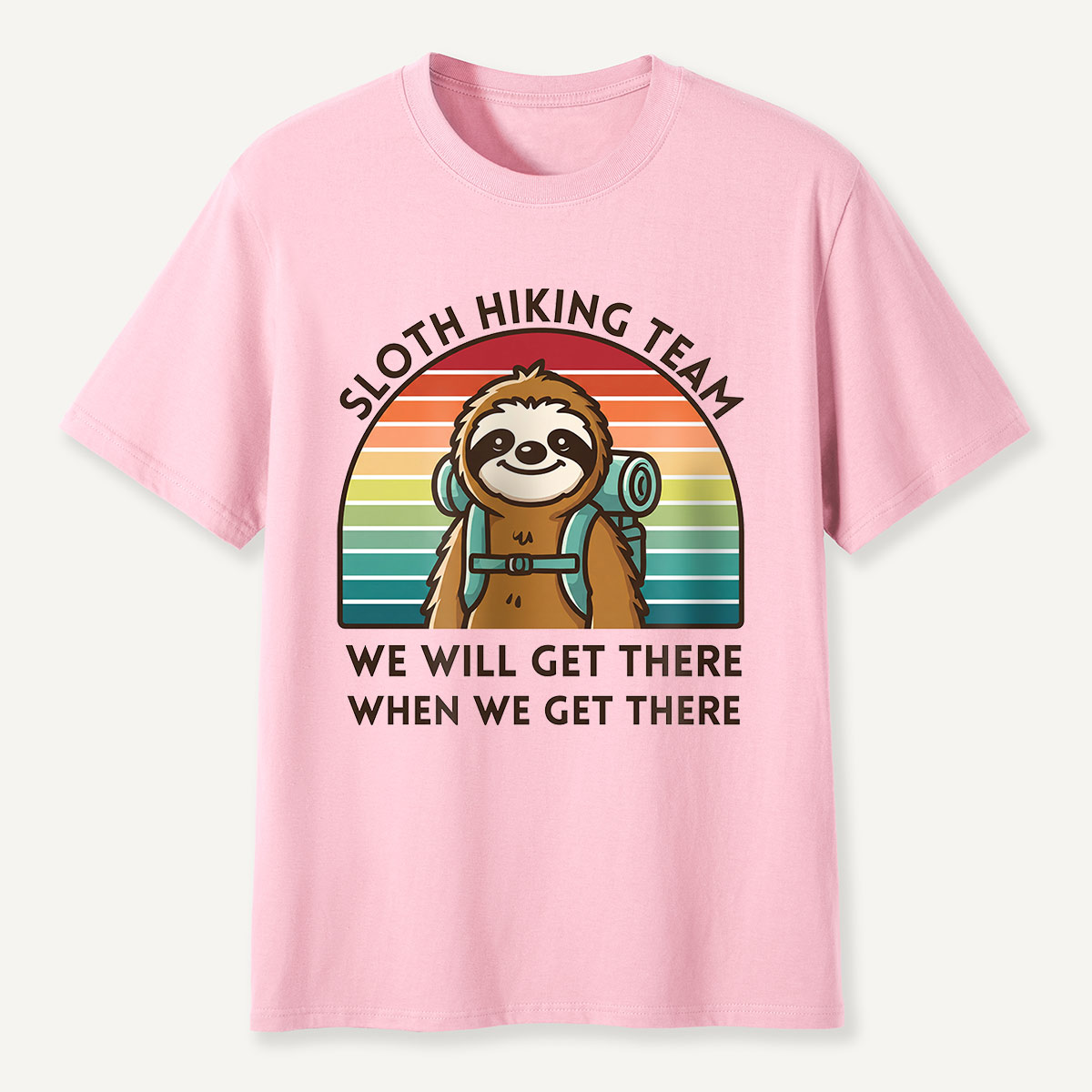 Sloth Hiking Team Retro Sunset T-Shirt