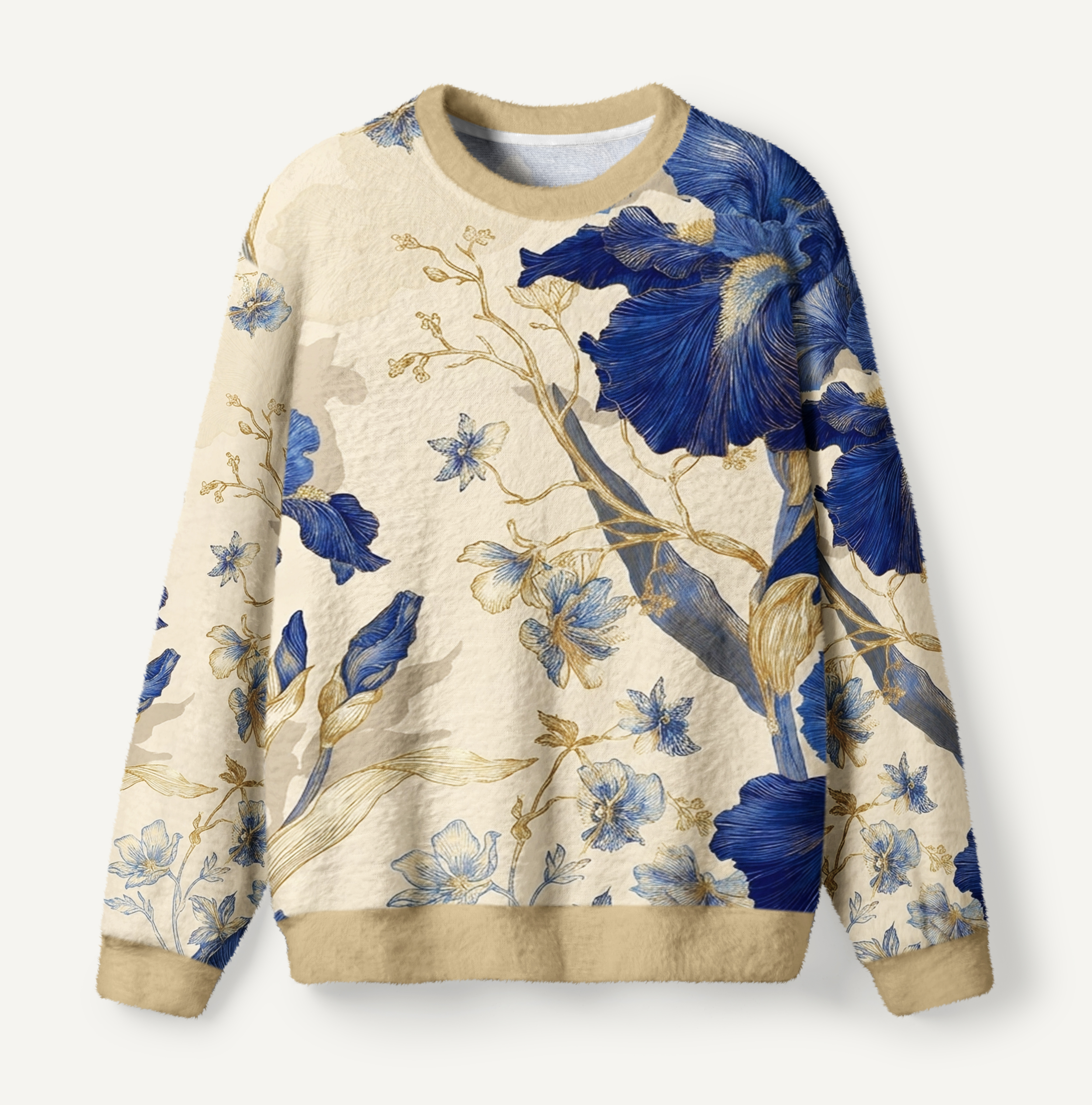 Blue Iris Botanical Ugly Fuzzy Fleece Sweatshirt