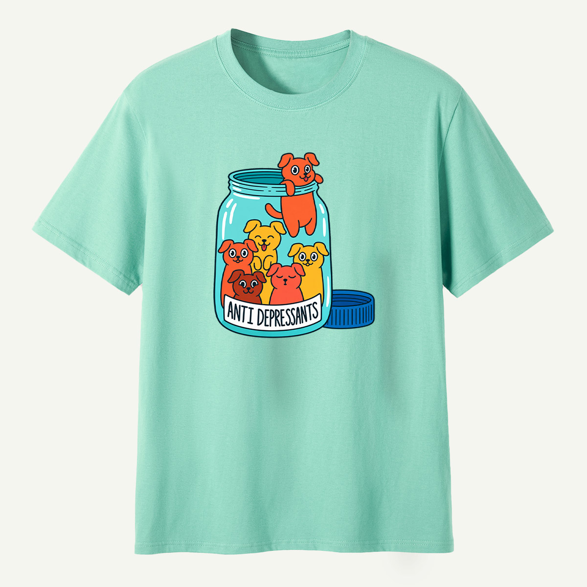Anti Depressants Puppy Jar Funny Illustration T-Shirt