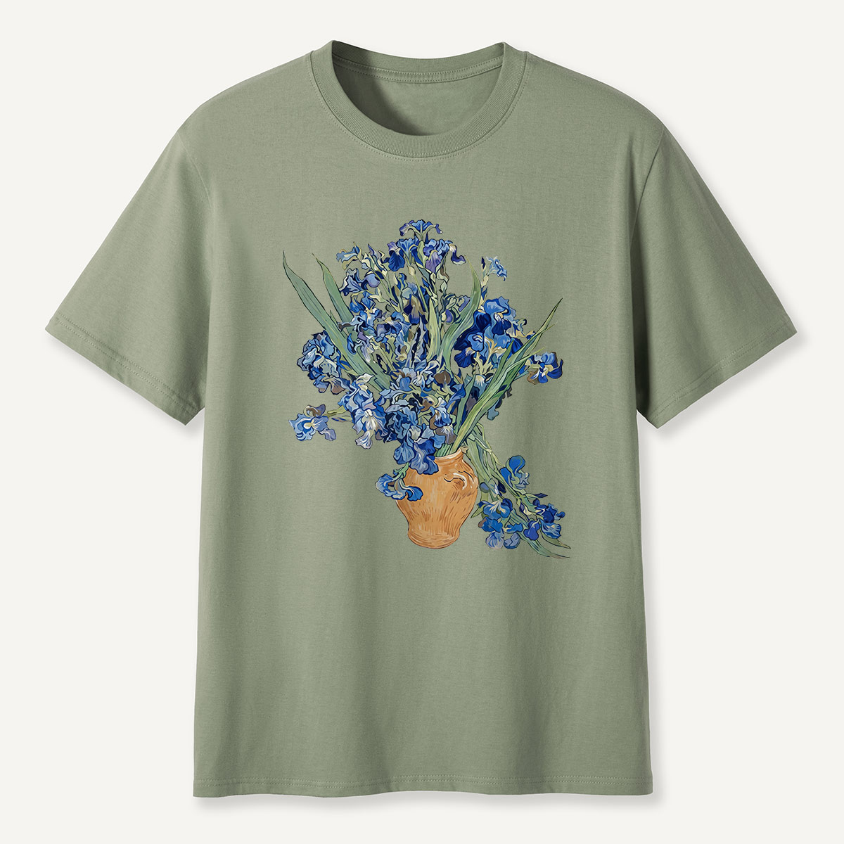 Blue Irises in Vase Art T-Shirt