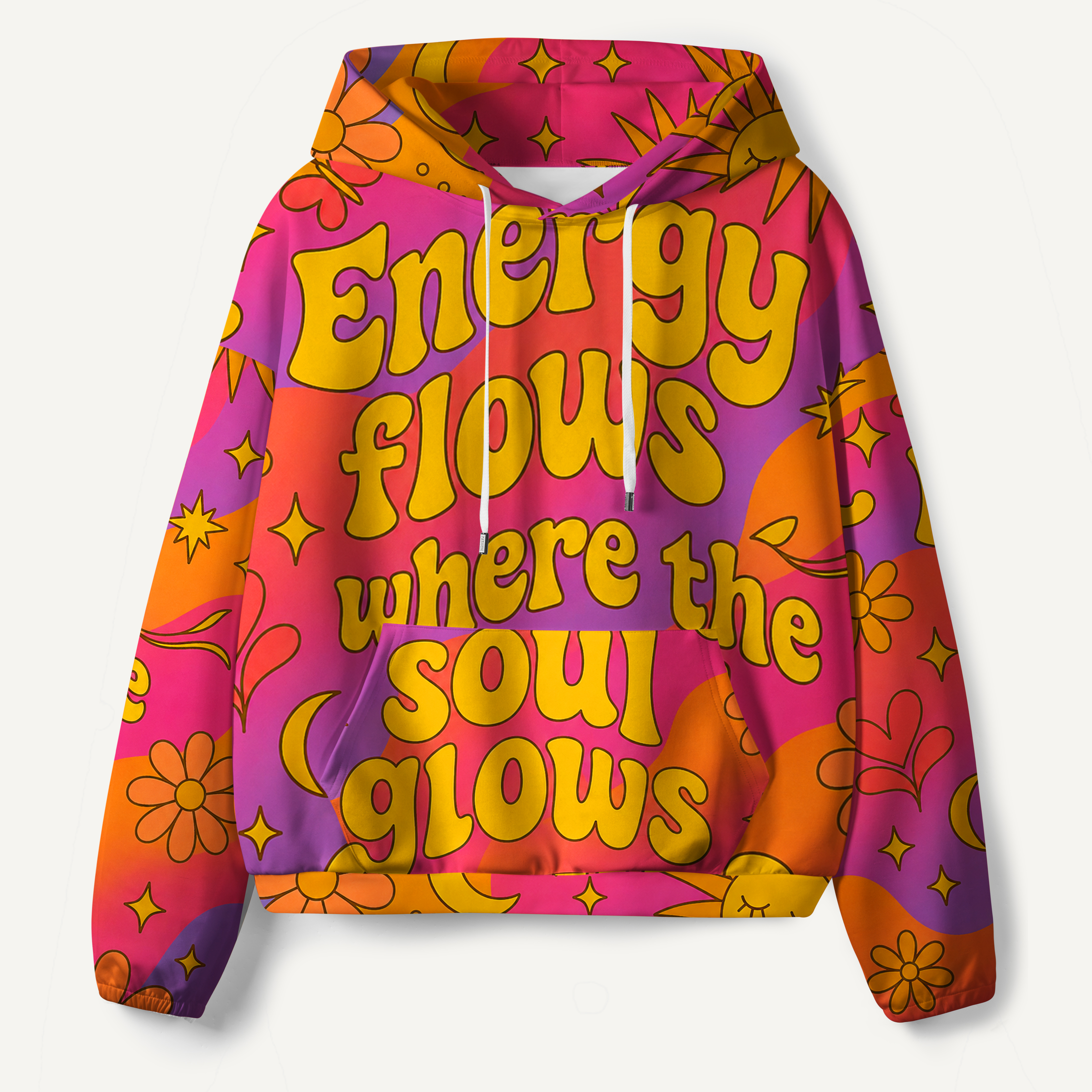 Energy Flows Where The Soul Glows All-over Printed Hoodie