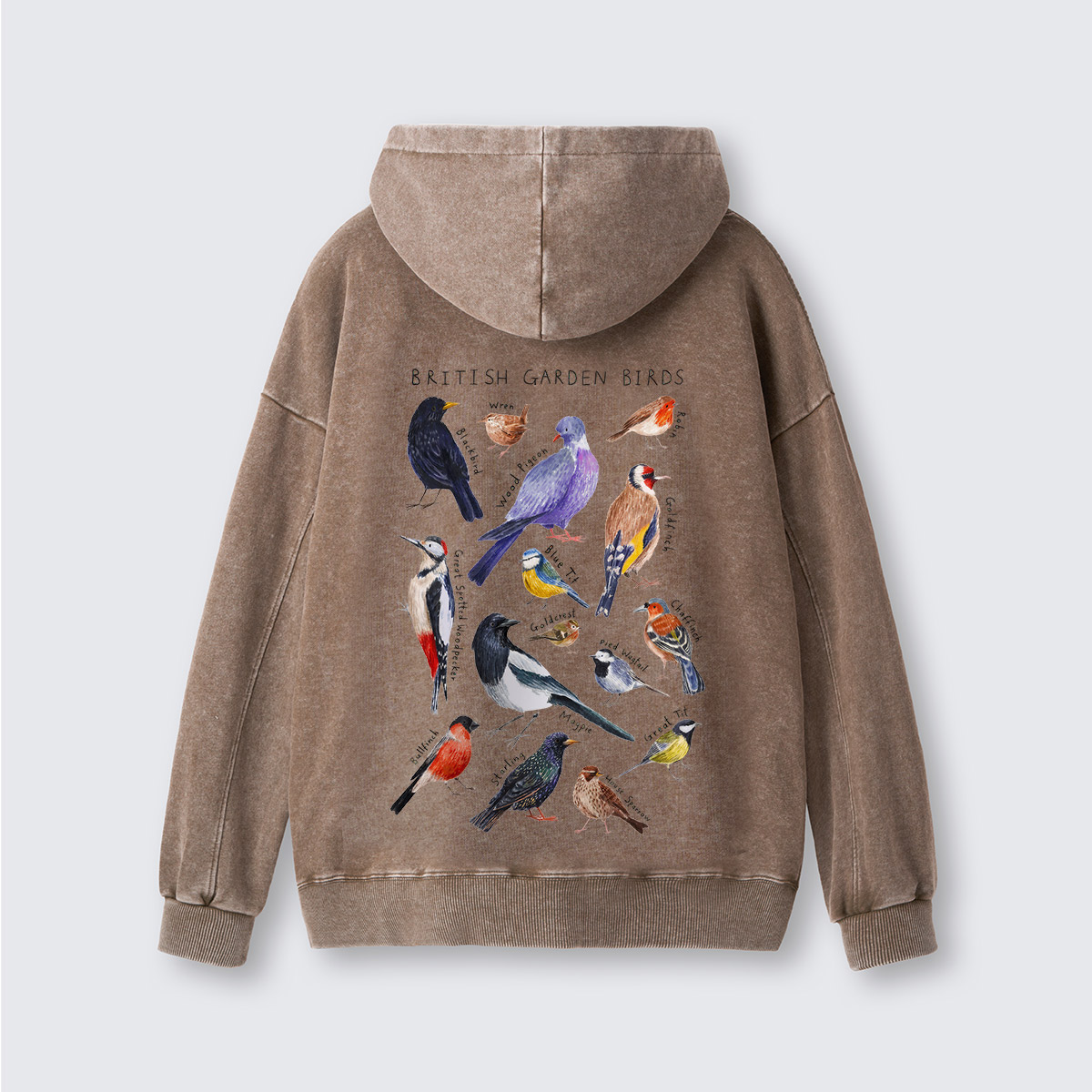 Botanical Garden Birds Wildlife Birdwatching Washed Hoodie