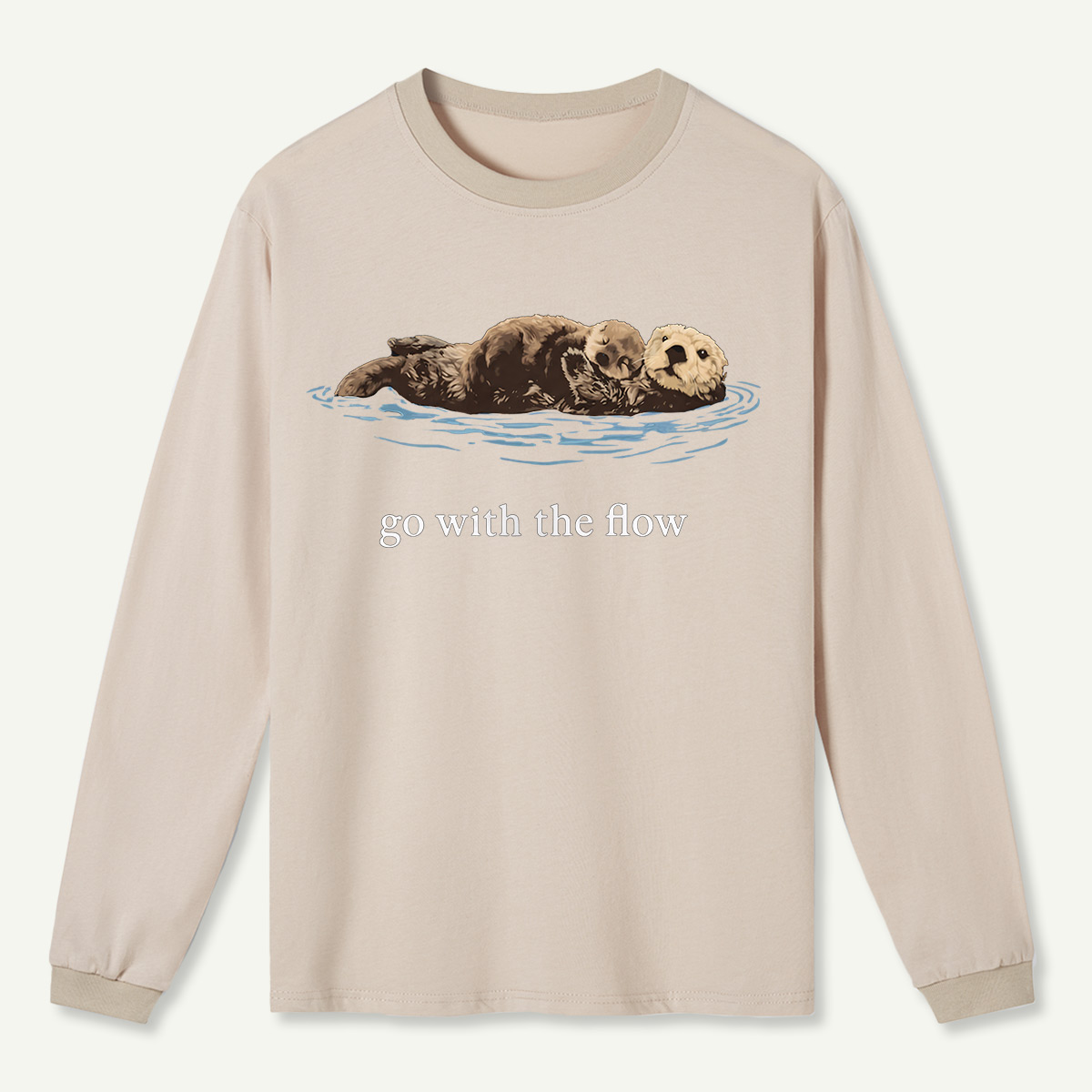 Go With The Flow Sea Otter Wildlife Nature Long Sleeve T-Shirt