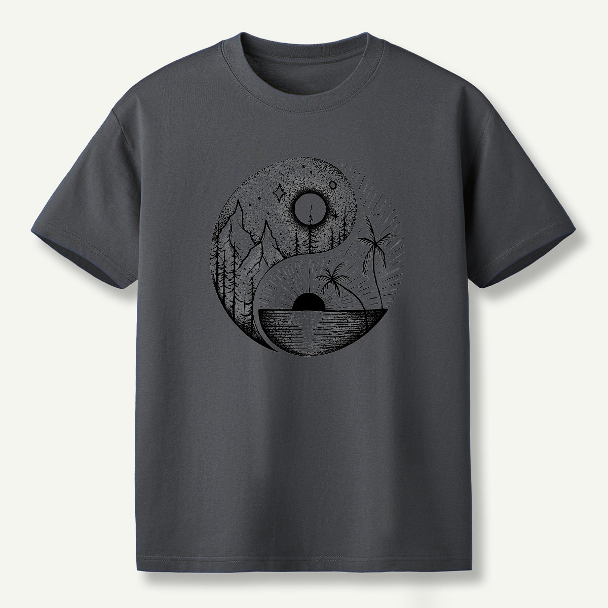 Yin Yang Sun Moon Forest Balance T-Shirt