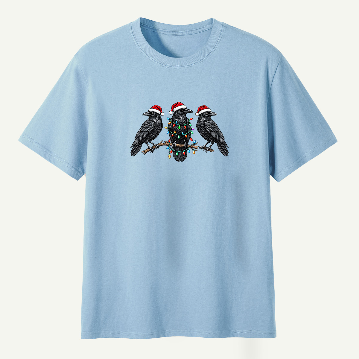 Christmas Ravens With Holiday Lights T-Shirt