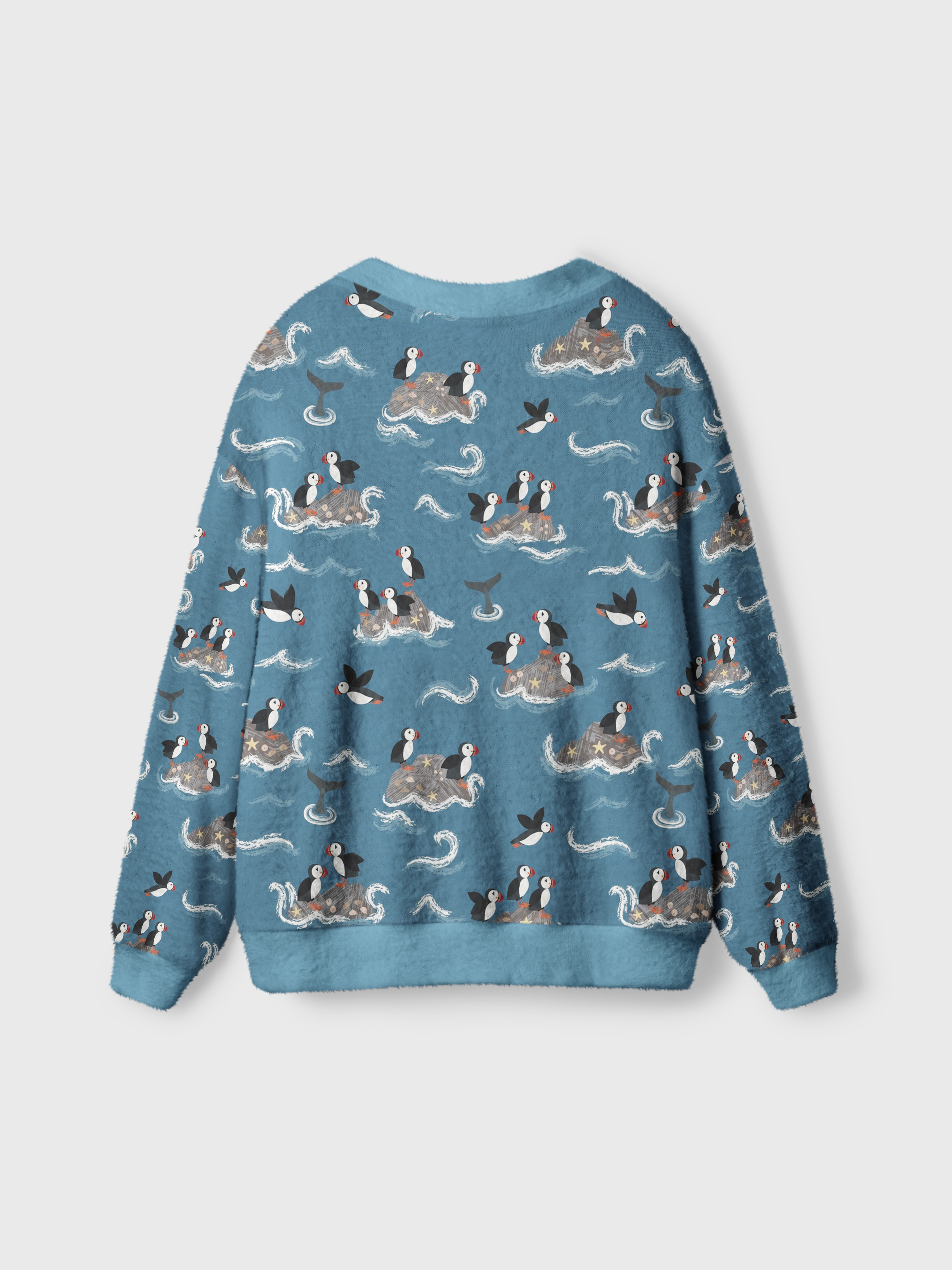 Puffin Party at Sea Ugly Cardigan Sweaters