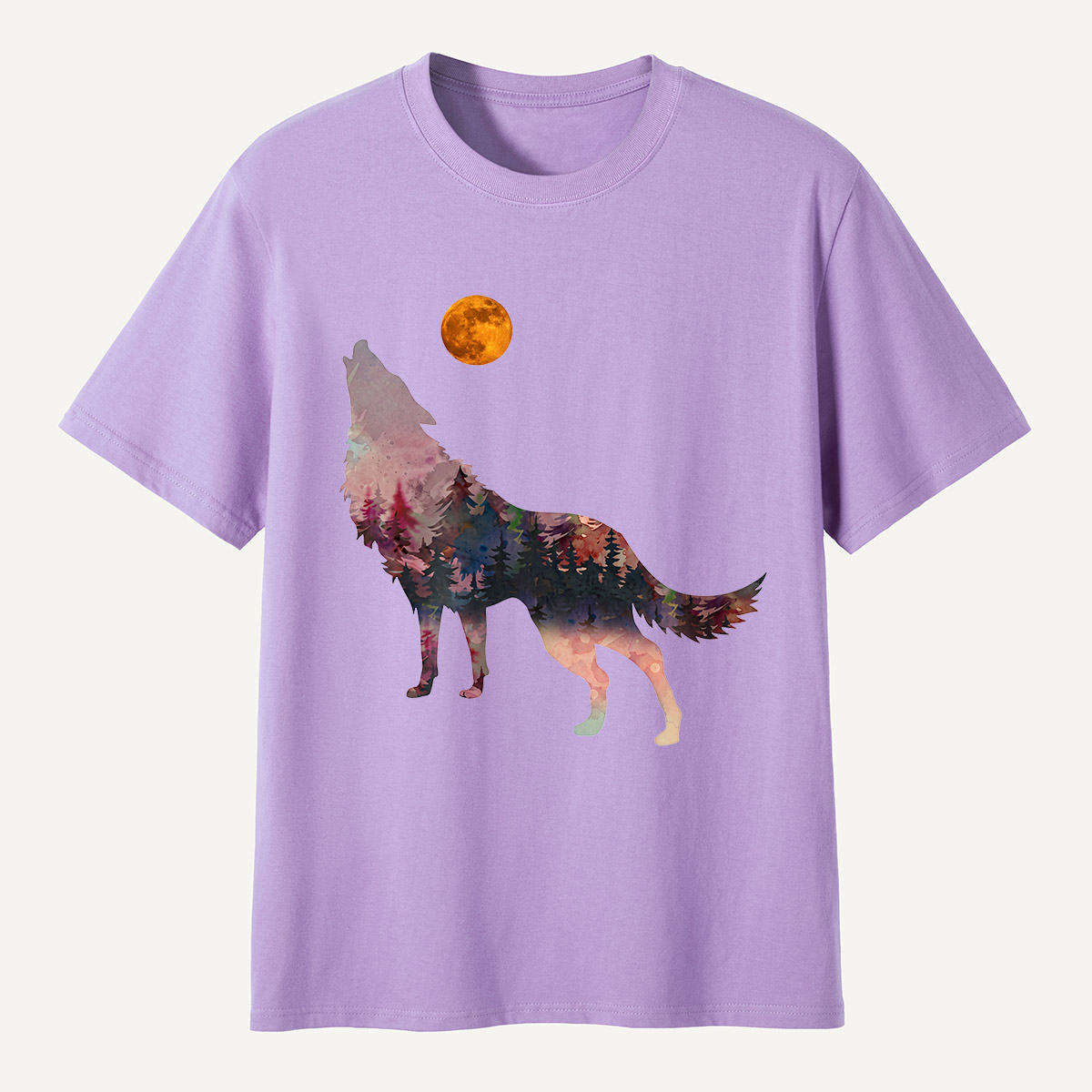 Howling Wolf Double Exposure Forest T-Shirt