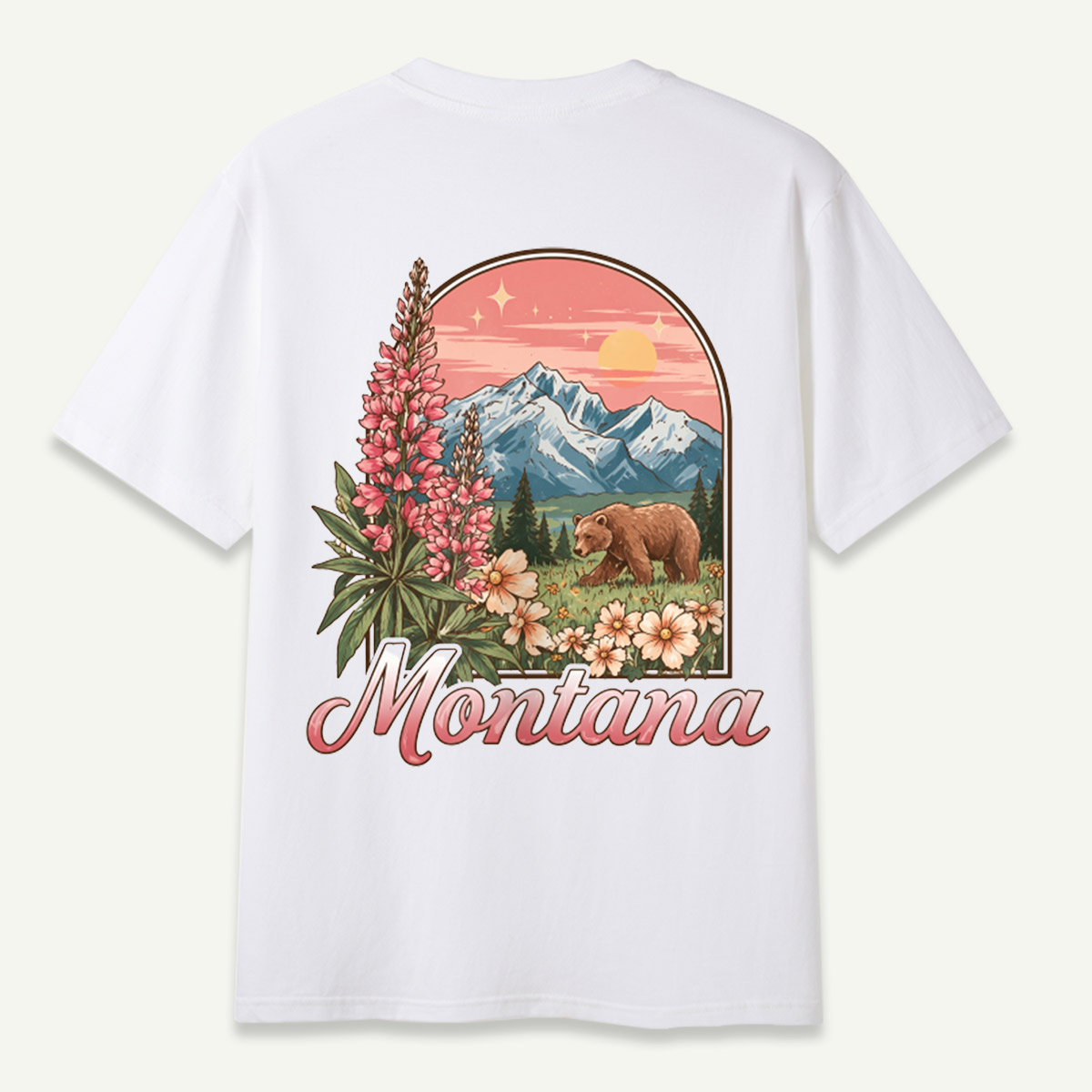 Montana Wildflowers Bear Mountain Landscape T-Shirt