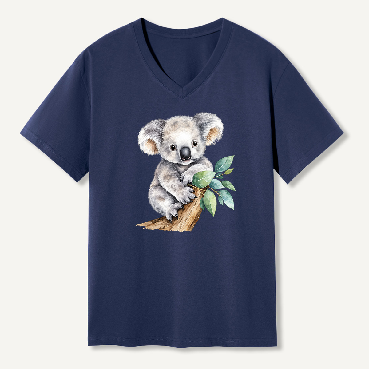 Koala On Branch Watercolor Portrait V-neck T-Shirt