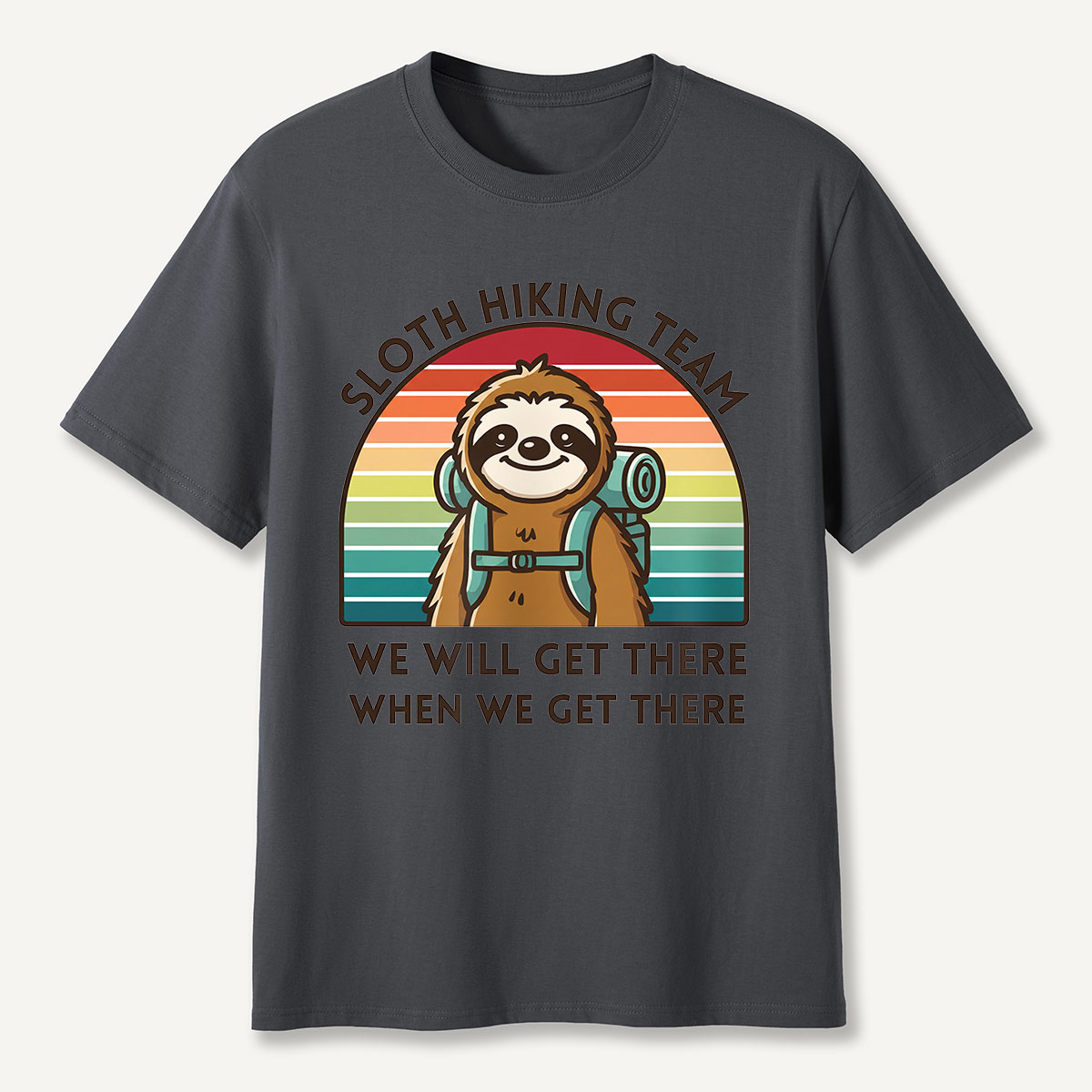 Sloth Hiking Team Retro Sunset T-Shirt