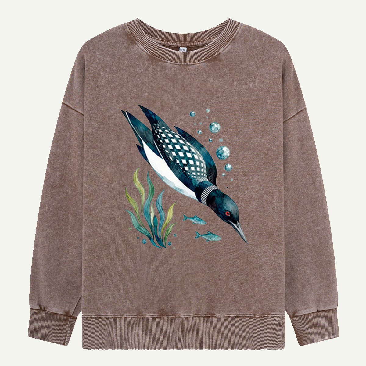Loon Goes Fishing Washed Sweatshirts
