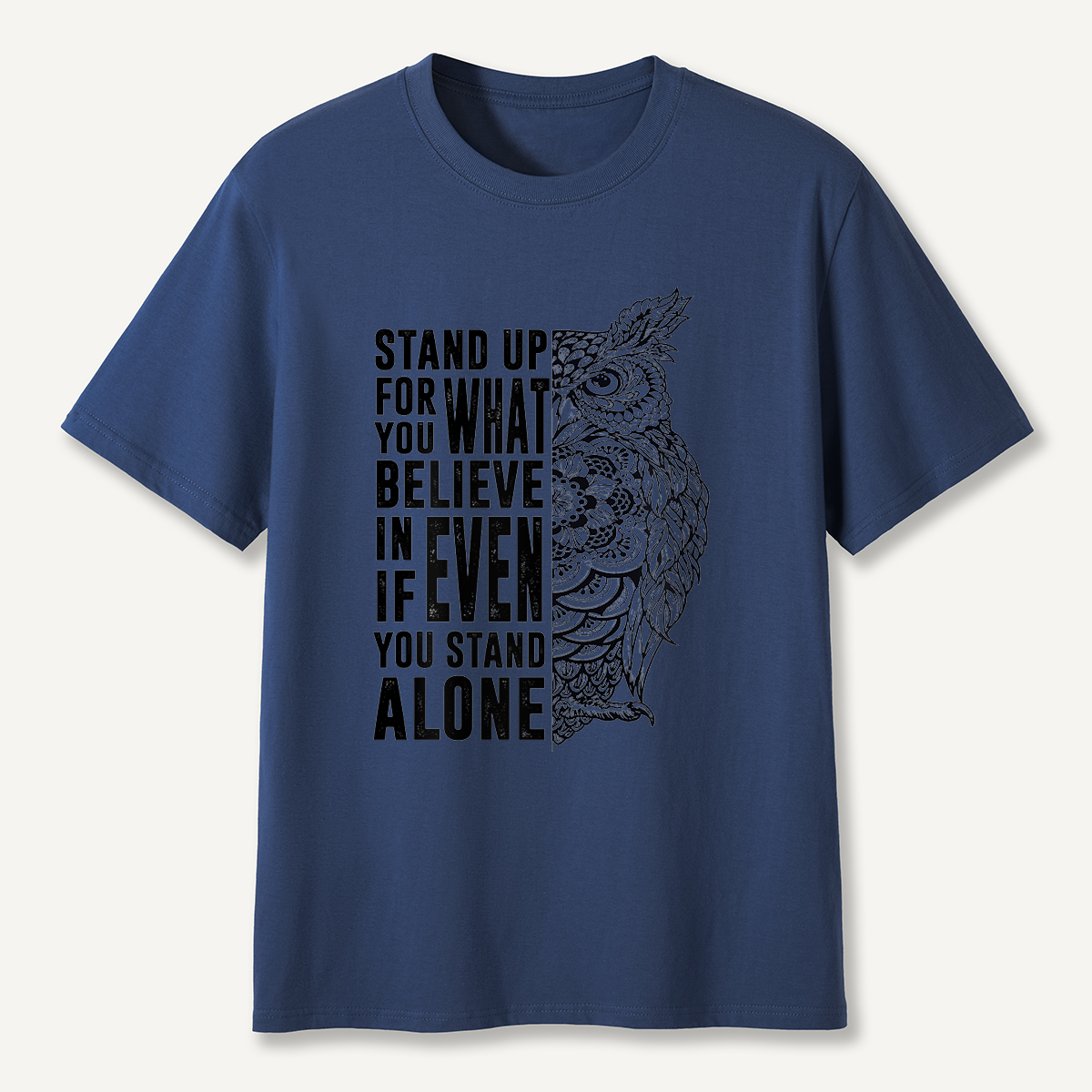 Stand Up for What You Believe Owl Half Mandala T-Shirt