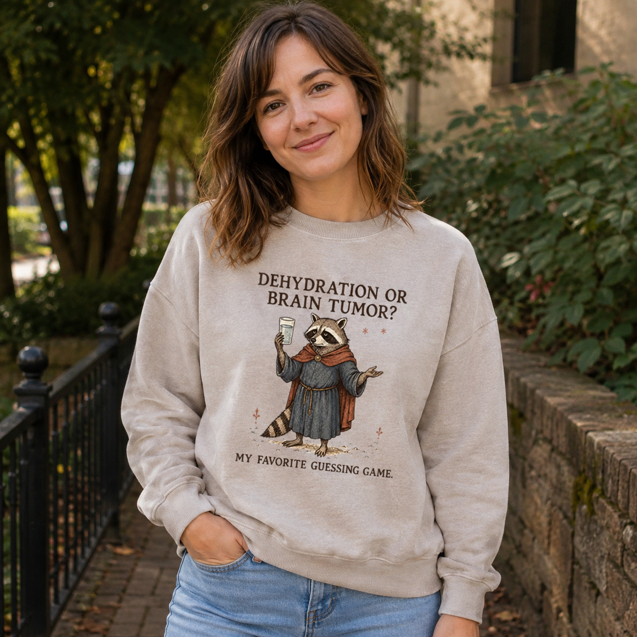 Raccoon’s Questionable Guessing Game Washed Sweatshirts