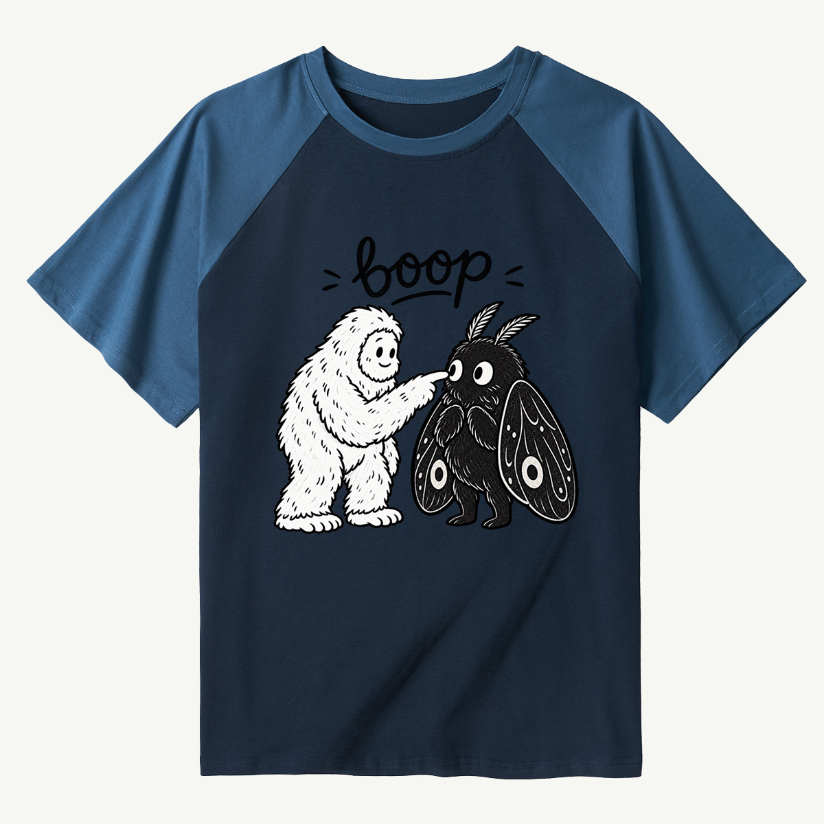 Boop Bigfoot And Mothman Cute Encounter Raglan T-Shirt