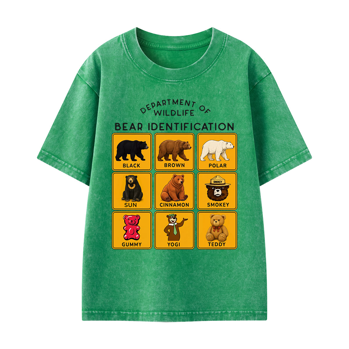 Department of Wildlife Bear Identification Kids Washed T-Shirt