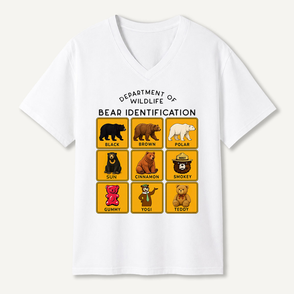 Department of Wildlife Bear Identification V-neck T-Shirt