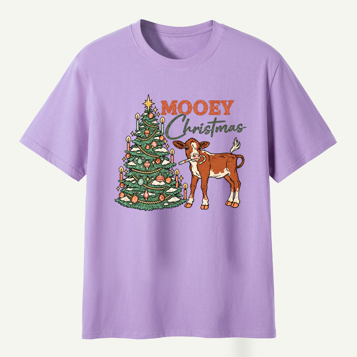 MOOEY Christmas Cow Holiday Scene T-Shirt