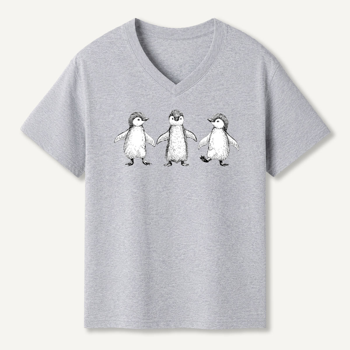 Three Penguins Walking Together V-neck T-Shirt