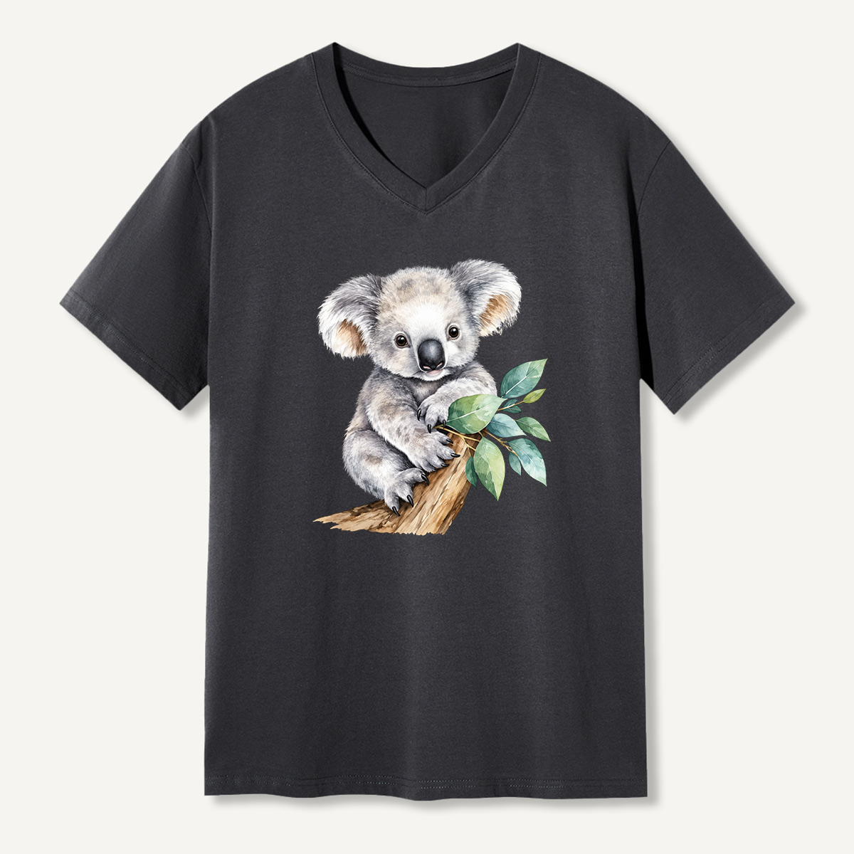 Koala On Branch Watercolor Portrait V-neck T-Shirt