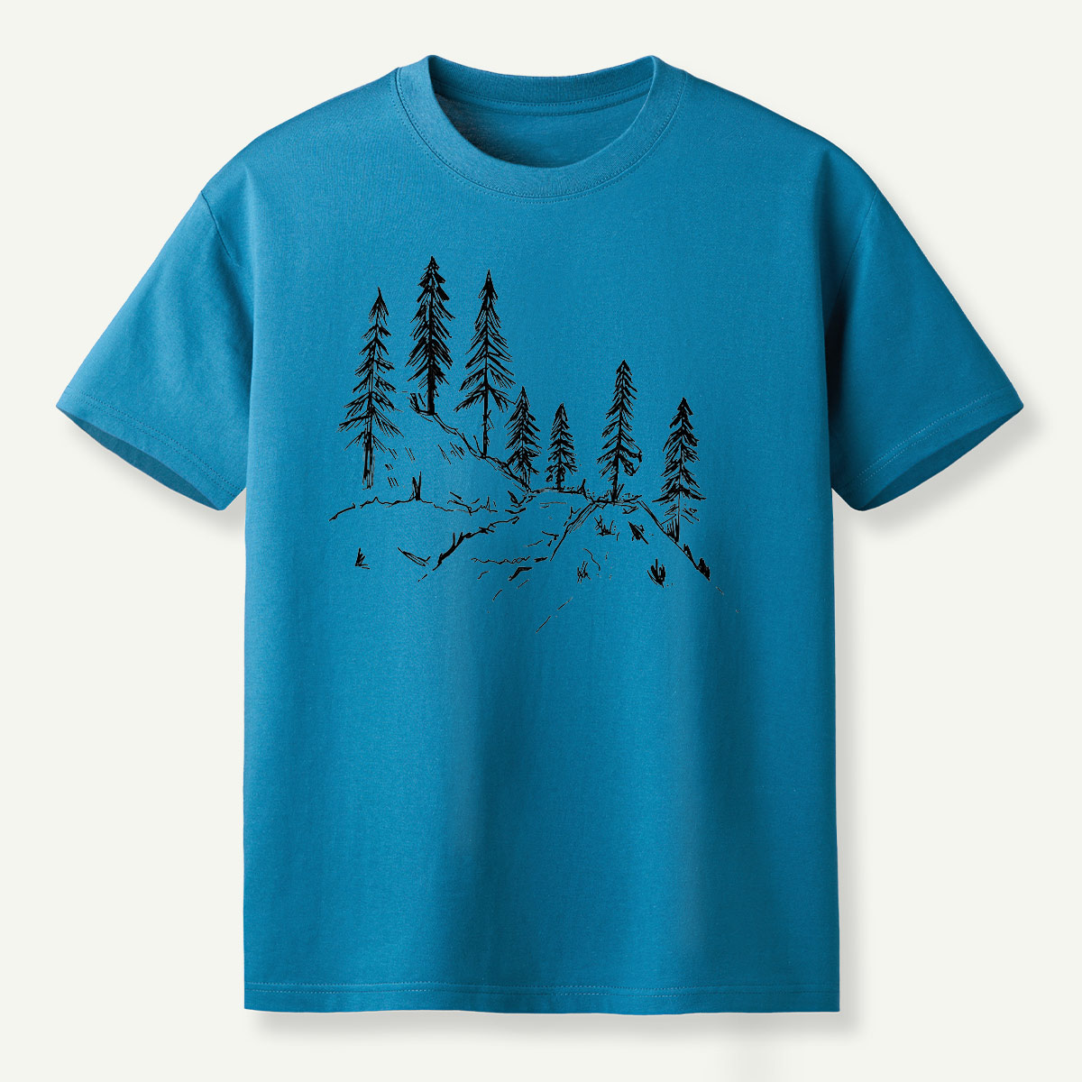 Pine Forest Ridge Line Art T-Shirt