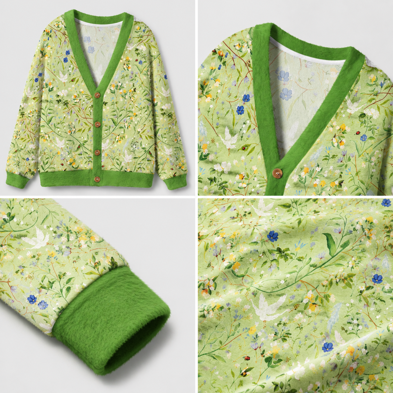 Dove Wildflower Botanical Ugly Cardigan Sweaters