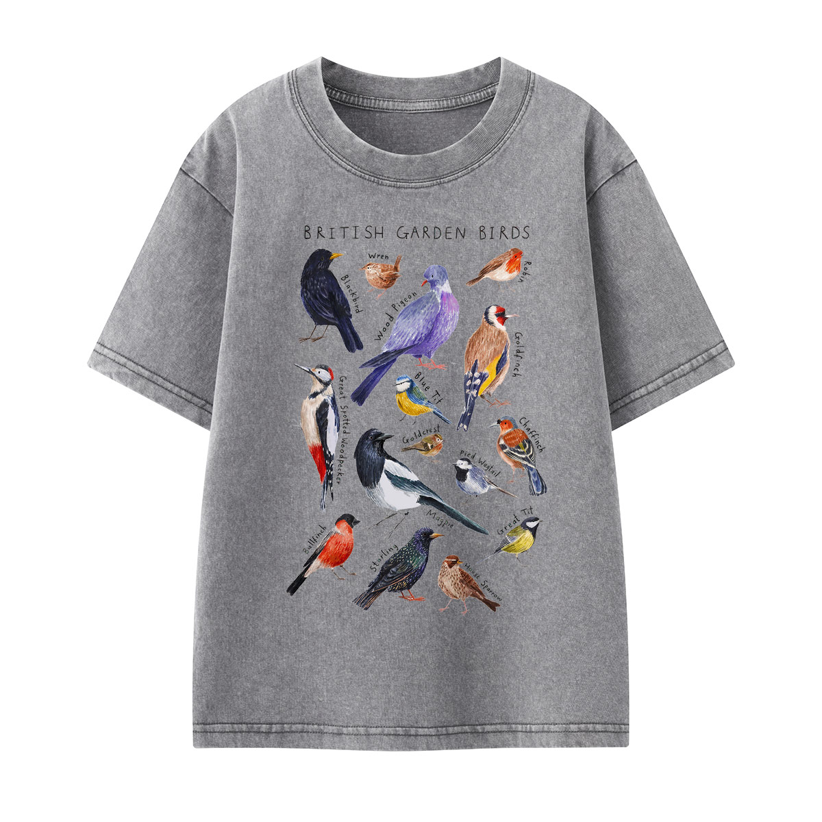 Botanical Garden Birds Wildlife Birdwatching Kids Washed T-Shirt