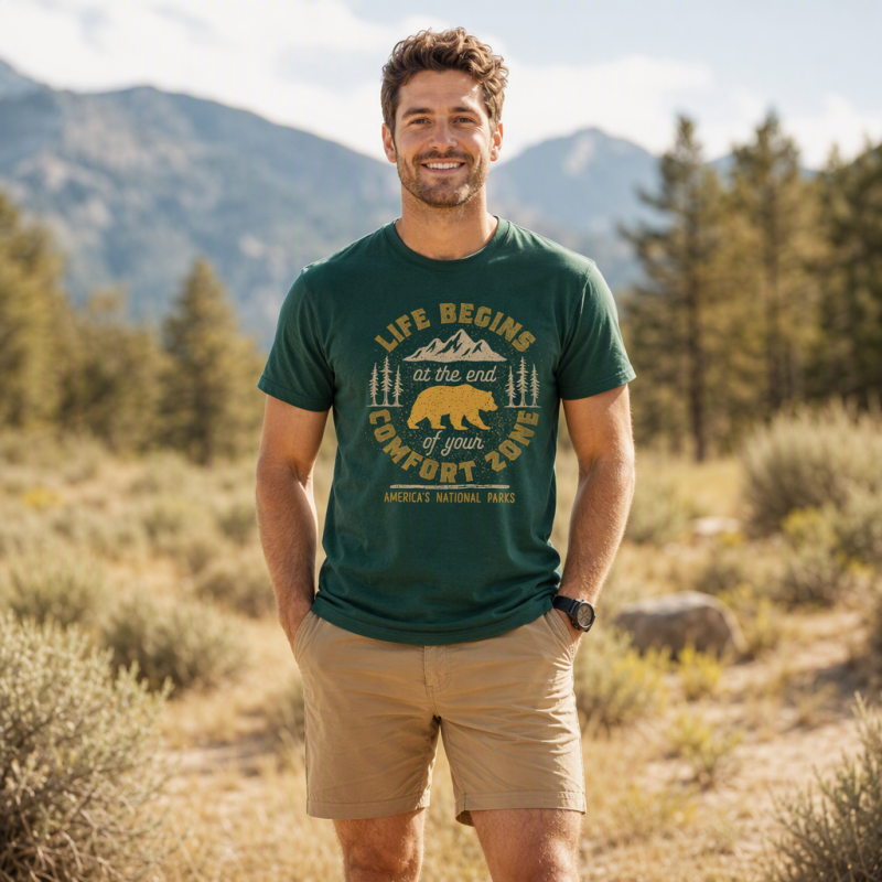 Life Begins at the End of Your Comfort Zone Bear T-Shirt