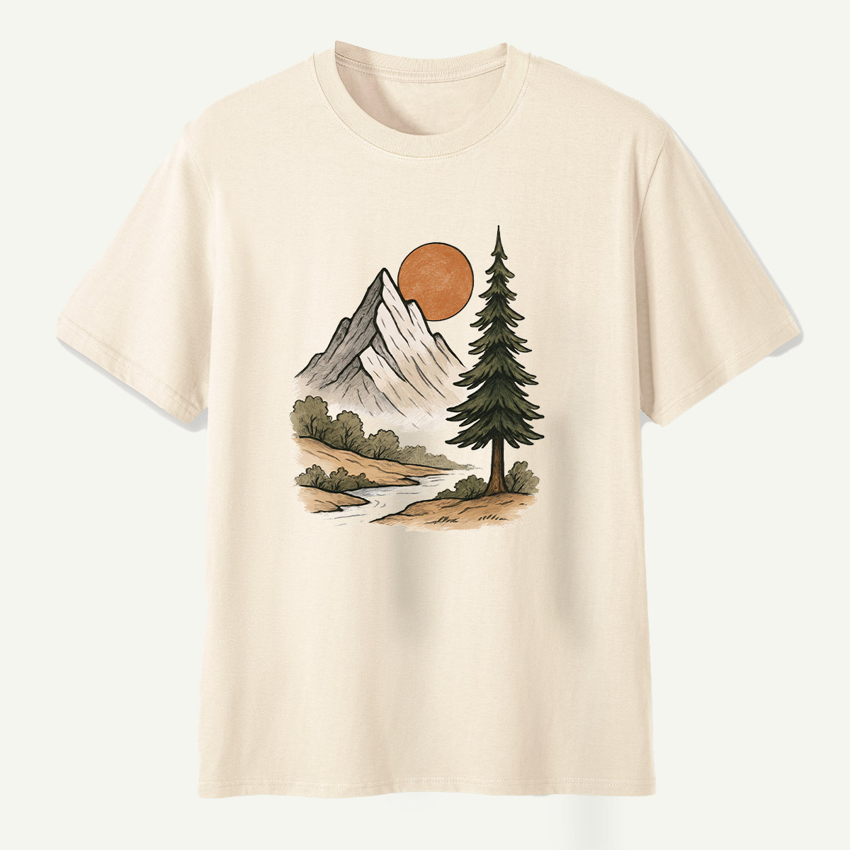 Mountain Sunset Pine River Landscape T-Shirt