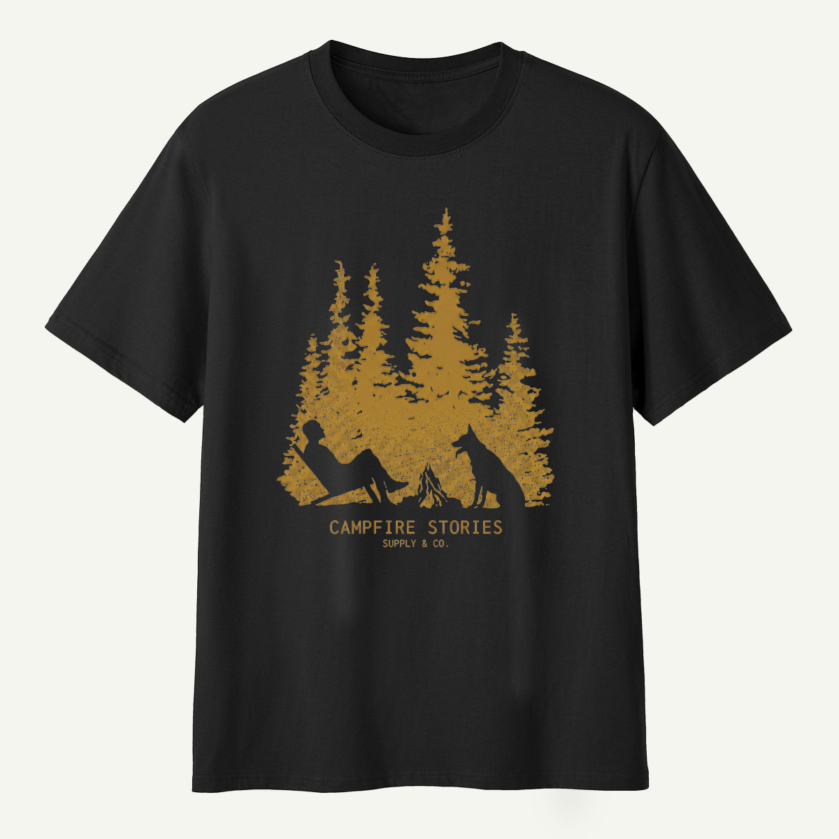 Golden Pine Forest Campfire Escape T-Shirt
