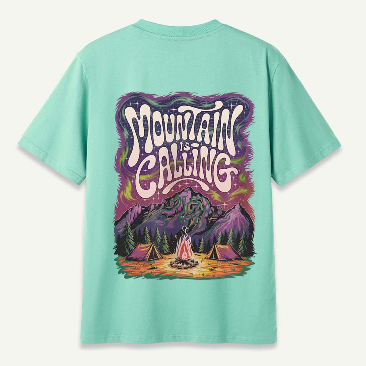 Mountain Is Calling Psychedelic Camping Night T-Shirt