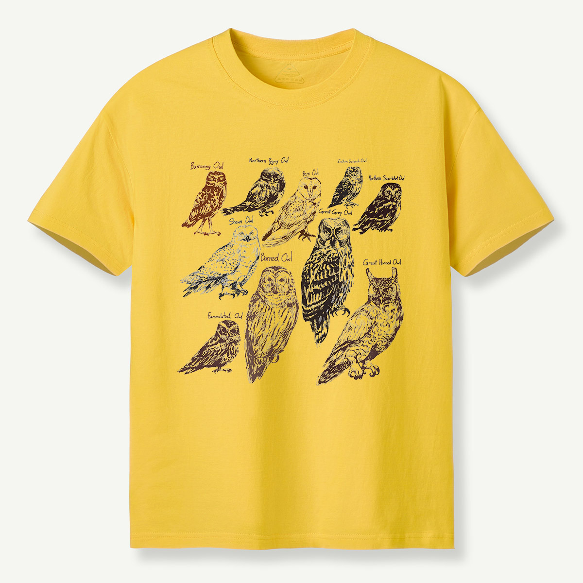 Illustrated Owl Species Nature T-Shirt