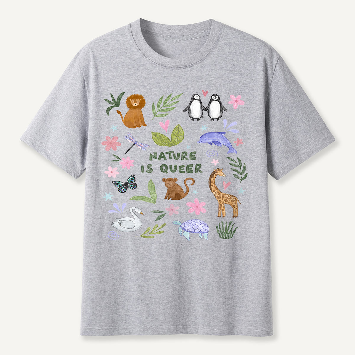 Nature Is Queer Cute Animals Pride T-Shirt