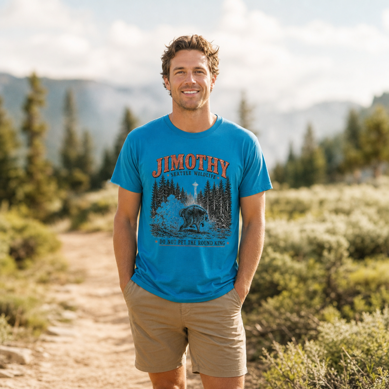 Jimothy Seattle Wildlife Round King T-Shirt