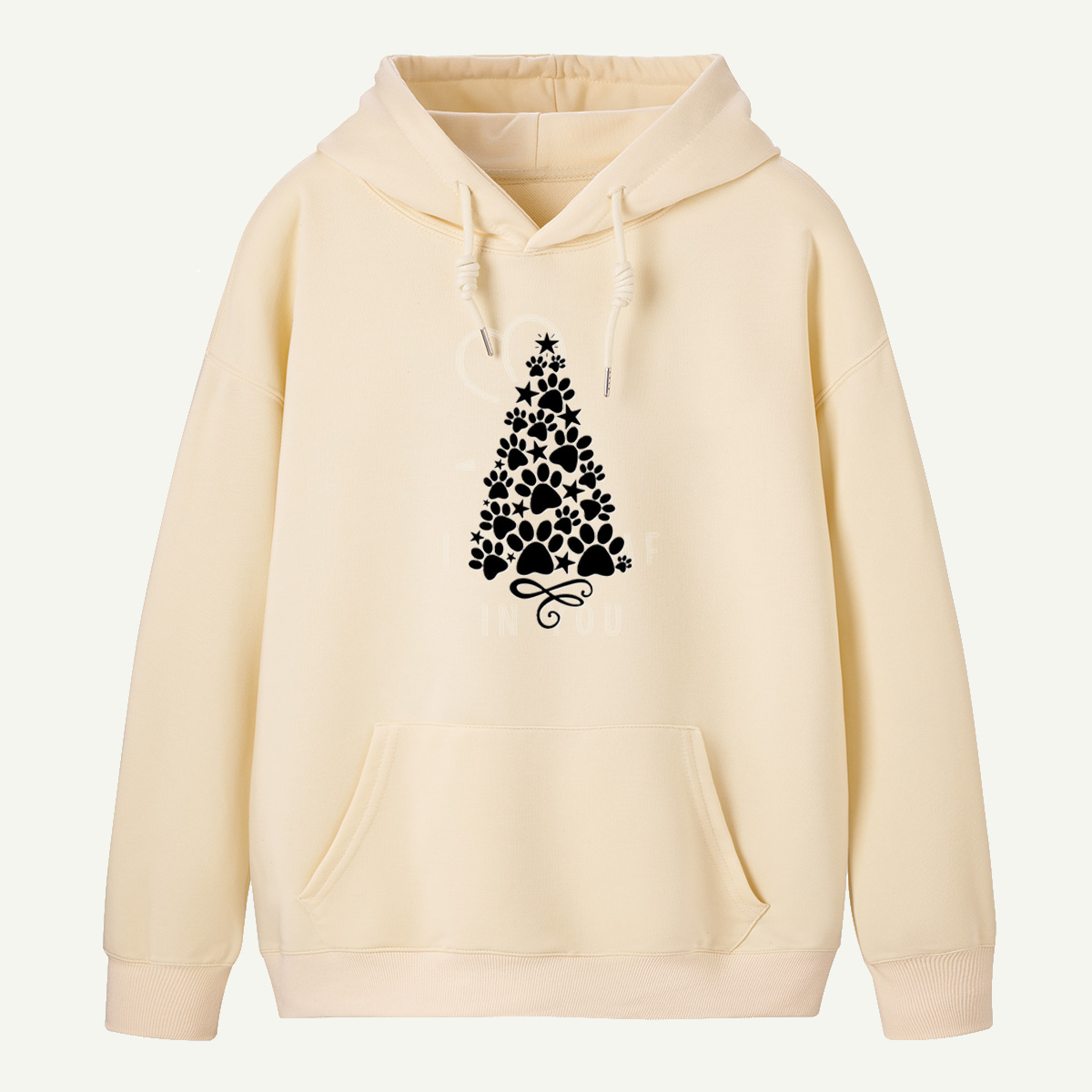 Christmas Tree Made Of Pet Paw Prints And Stars Hoodie