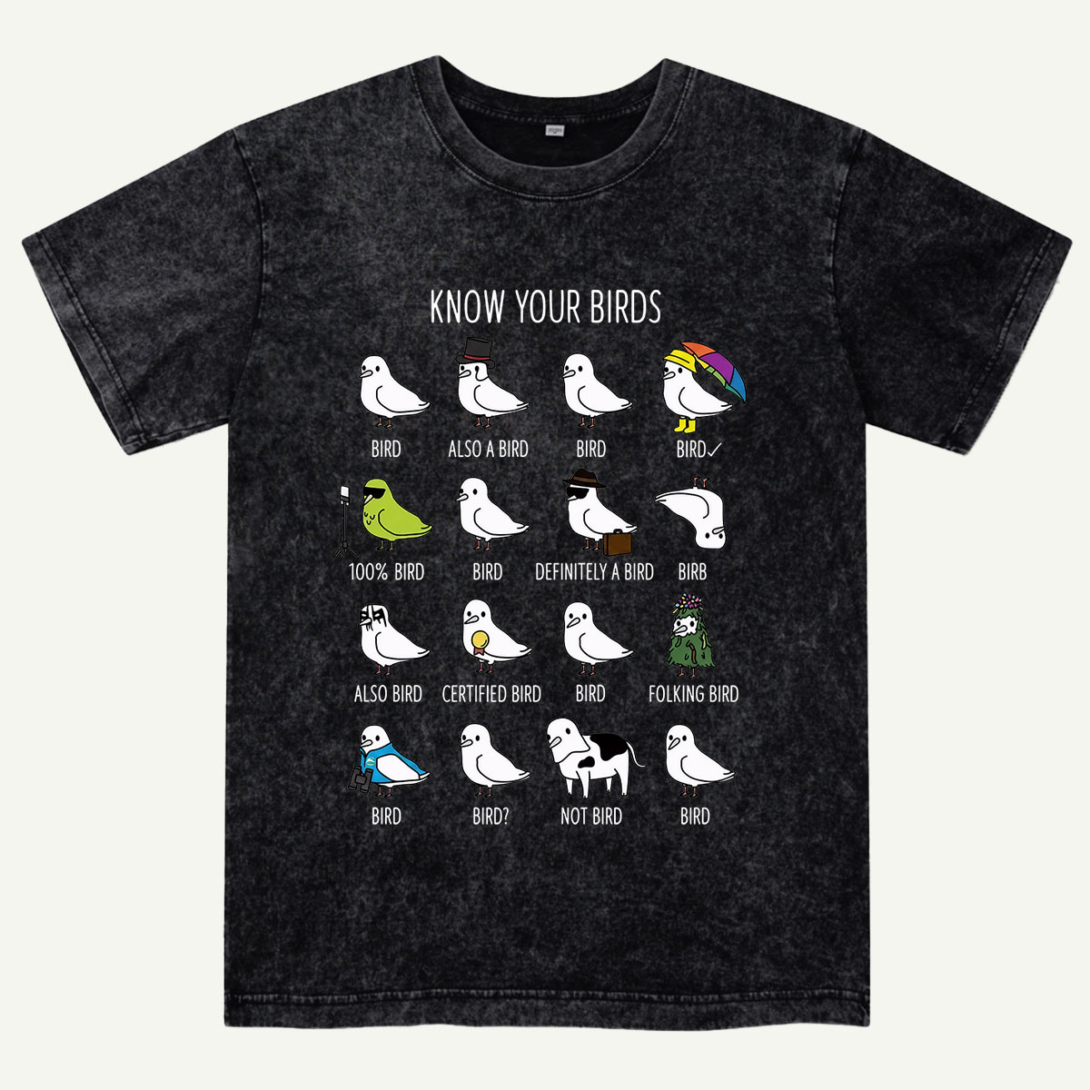 Know Your Birds Bird Chart Washed T-Shirt