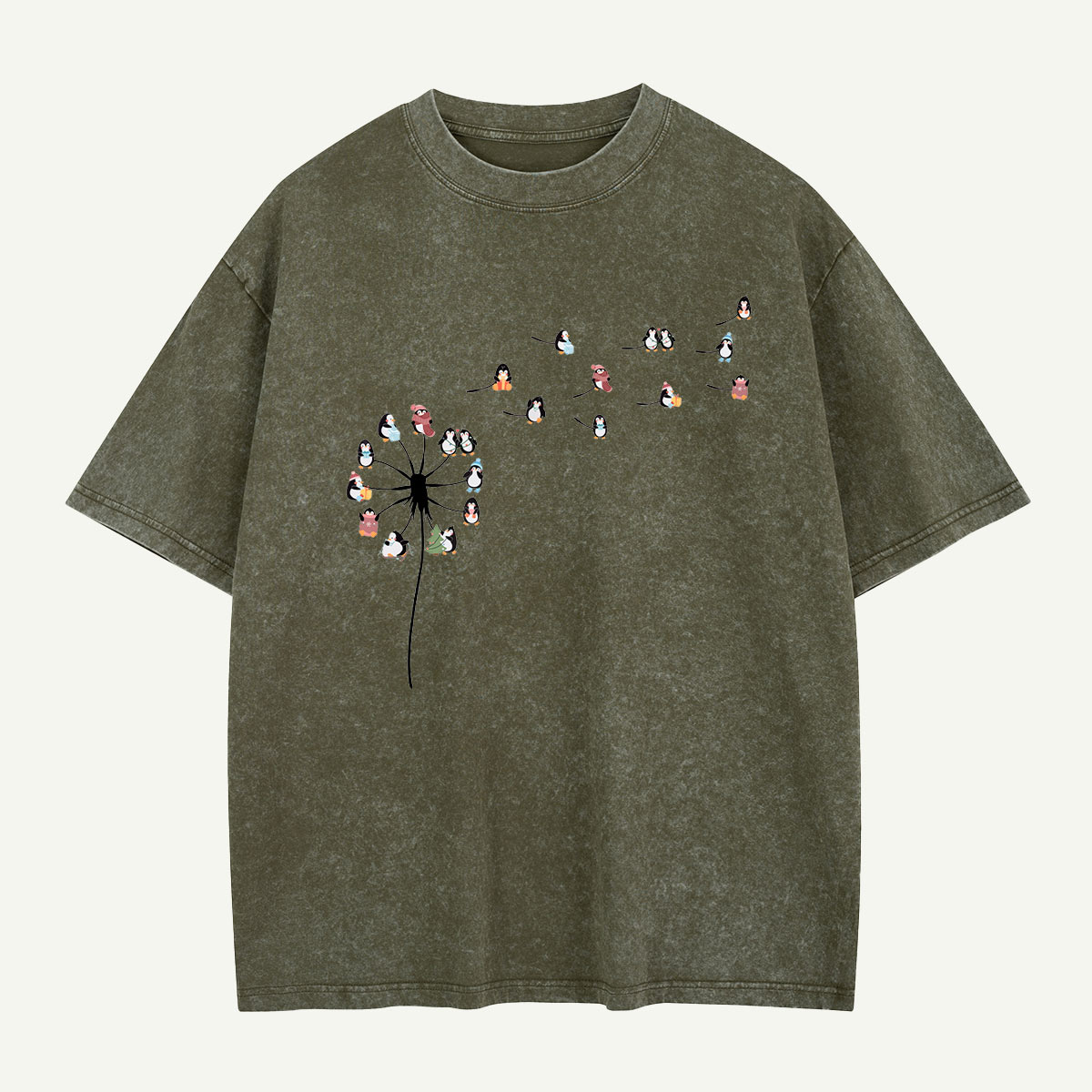 Penguins Gone with the Wind Washed T-Shirt