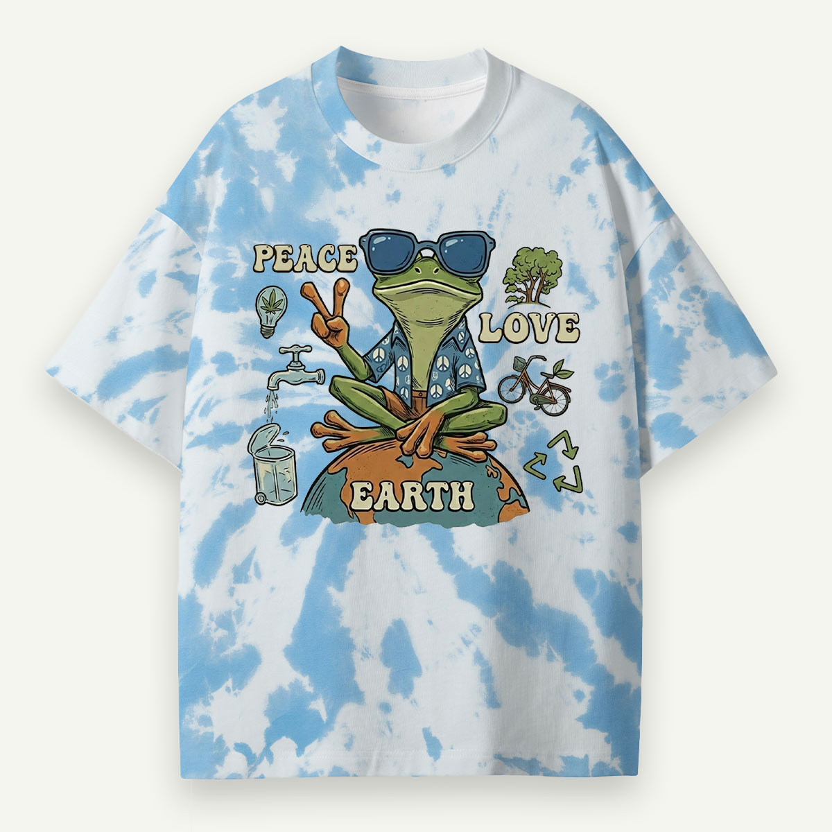 Peace Love Earth Frog Eco All-Over Print T-Shirt