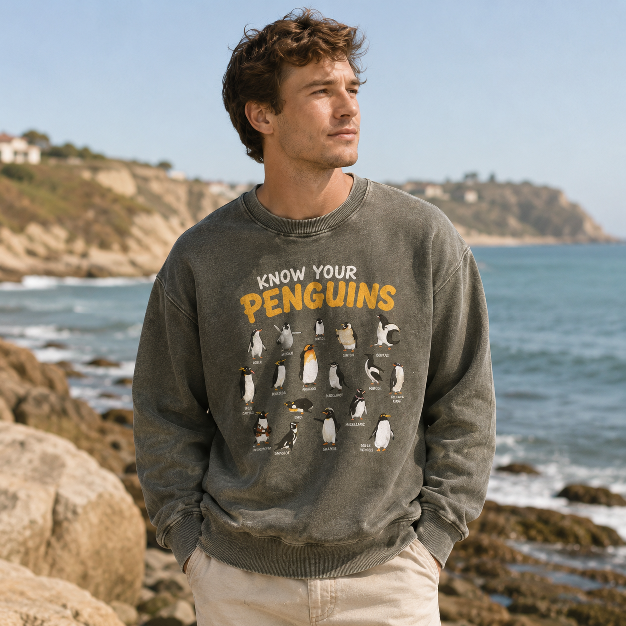 Know Your Penguins Penguin Species Washed Sweatshirts