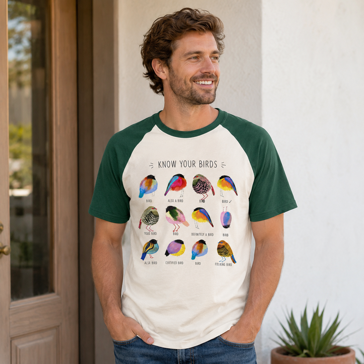 Colorful Bird Guide Raglan T-Shirt
