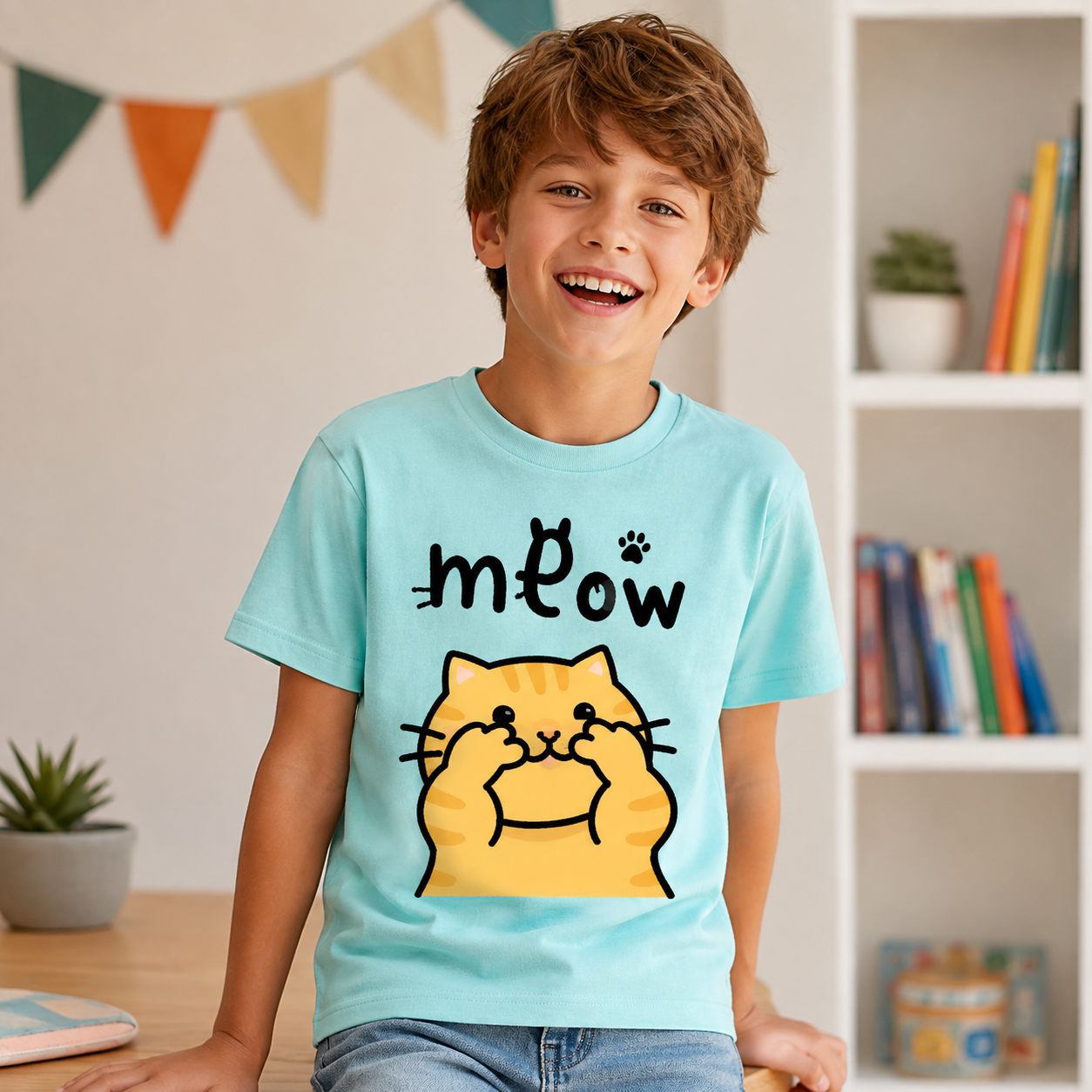 Meow Peekaboo Cat Kids T-Shirt