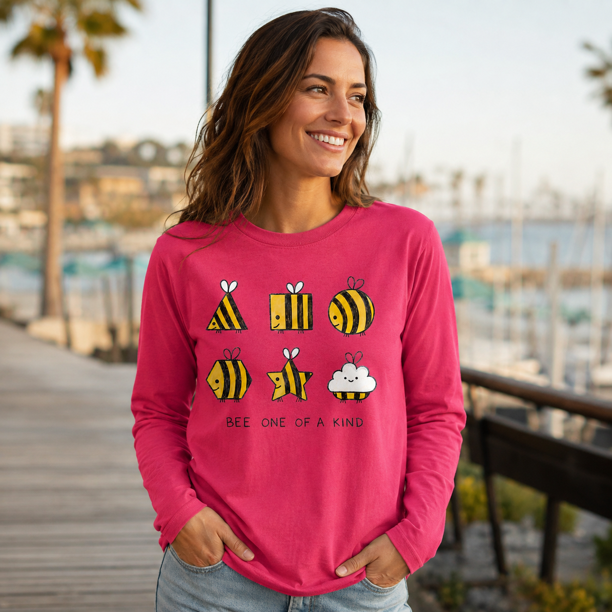 Bee One of a Kind Shapes Long Sleeve T-Shirt