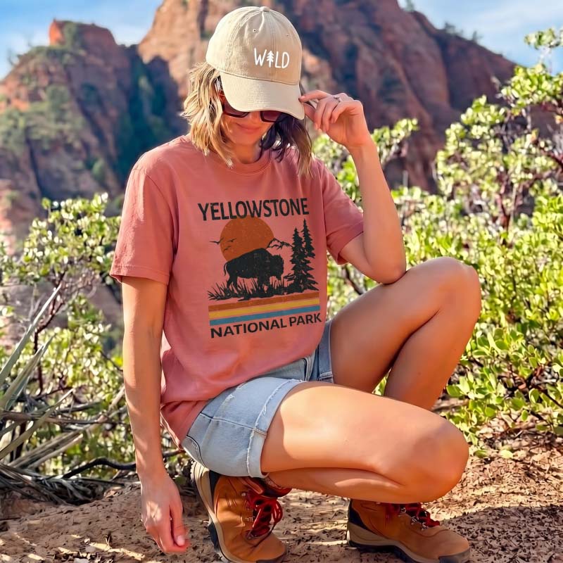 Vintage Yellowstone National Park Print T-Shirt