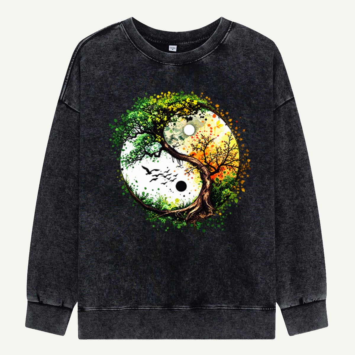 Yin Yang Tree Of Life Nature Balance Washed Sweatshirts