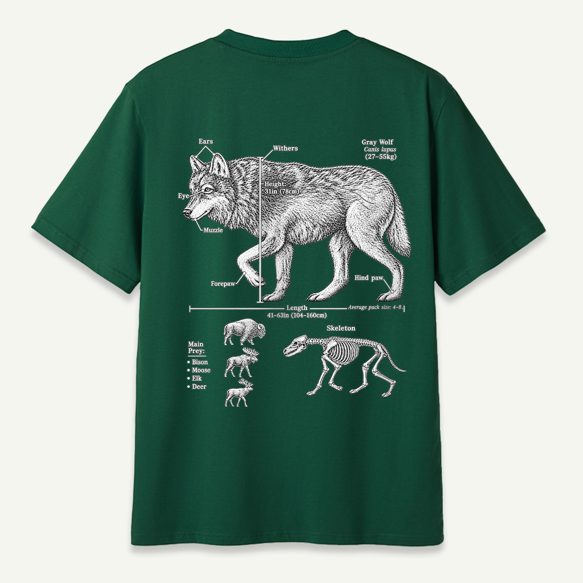 Wolf C Lupus Anatomy Diagram T-Shirt