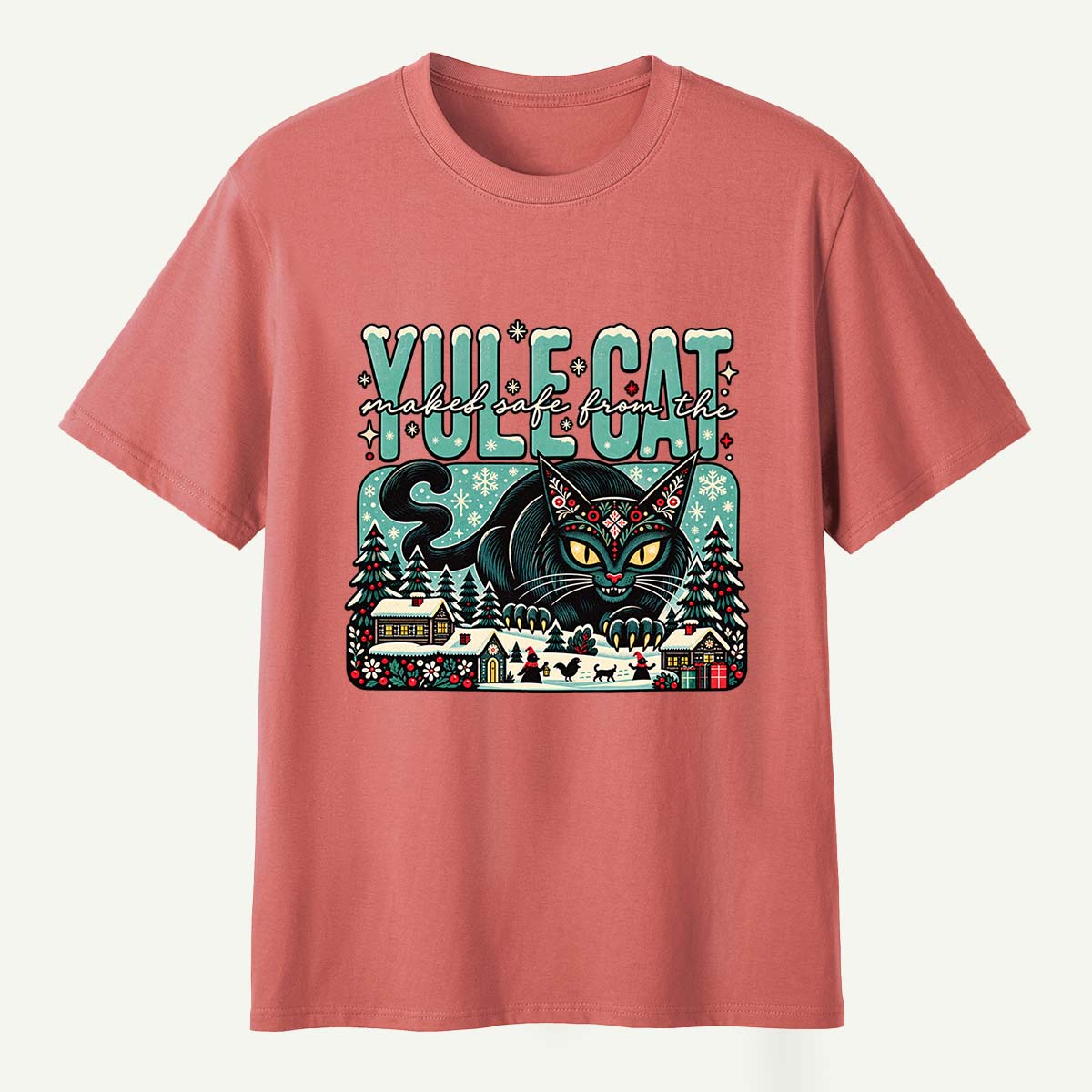 Yule Cat Naked Safe From The Christmas Cat T-Shirt
